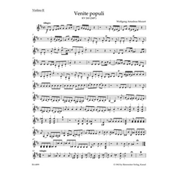 Venite populi K. 260 (248a) -Offertorium de venerabili sacramento- by Mozart Wolfgang Amadeus for