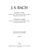 Konzert fur Oboe d'amore (Oboe) A-Dur -Rekonstruktion eines verschollenen Solokonzerts nach BWV 1055 by Bach Johann Sebastian for
