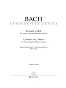 Concerto for Violin Strings and Basso Continuo G minor (Reconstructed from BWV 1056) by Bach Johann Sebastian for V-Solo2V