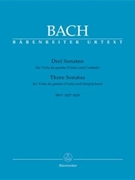 3 Sonatas For Viola & Harpsichord by Bach Johann Sebastian for Viola and Piano