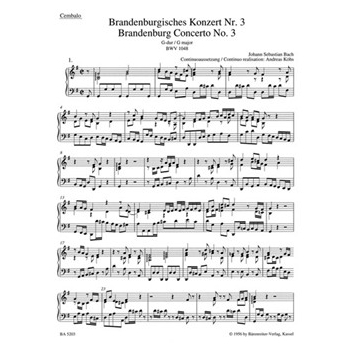 Brandenburg Concerto Nr. 3 G major BWV 1048 by Bach Johann Sebastian for