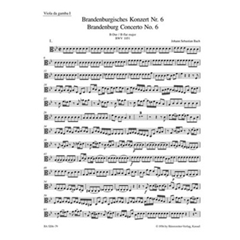 Brandenburg Concerto Nr. 6 B flat-major BWV 1051 by Bach Johann Sebastian for