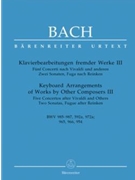 5 Concertos After Vivaldi & Others Bk3 by Bach Johann Sebastian for Piano