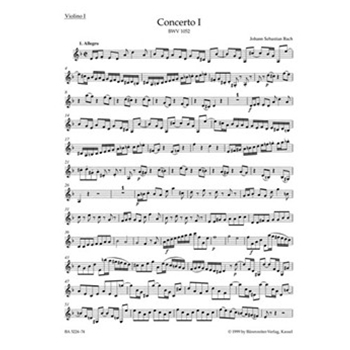Concerto for Harpsichord and Strings no. 1 D minor BWV 1052 by Bach Johann Sebastian - Breig Werner - for Violin 1