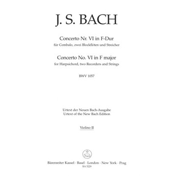 Concerto for Harpsichord two Recorders and Strings Nr. 6 F major BWV 1057 by Bach Johann Sebastian for