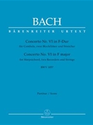 Concerto for Harpsichord two Recorders and Strings Nr. 6 F major BWV 1057 by Bach Johann Sebastian for Harpisc.-s