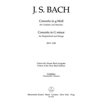 Concerto for Harpsichord and Strings G minor BWV 1058 by Bach Johann Sebastian for