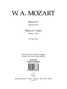 Missa C major K. 220 (196b) "Sparrow Mass" by Mozart Wolfgang Amadeus for