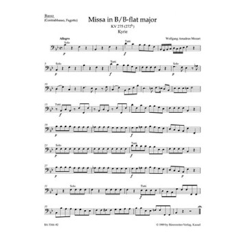 Missa brevis B-flat major K. 275 (272b) by Mozart Wolfgang Amadeus for