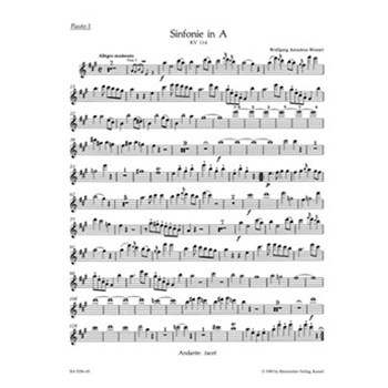 Symphony Nr. 14 A major K. 114 by Mozart Wolfgang Amadeus for