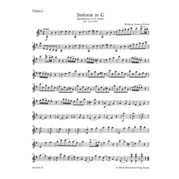 Symphony Nr. 12 G major K. 110(75b) by Mozart Wolfgang Amadeus for
