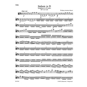 Symphony D major K. 111/120(111a) by Mozart Wolfgang Amadeus for