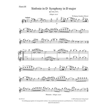 Symphony Nr. 45 D major K. 95 (73n) by Mozart Wolfgang Amadeus for