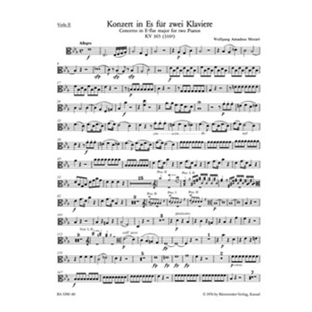 Concerto for two Pianos Nr. 10 E-flat major K. 365 (316a) by Mozart Wolfgang Amadeus for