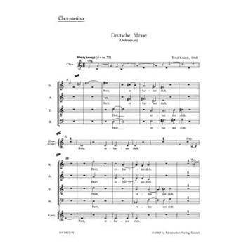 Deutsche Messe fur Chor Gemeinde und Instrumente (1968) -Ordinarium- by Krenek Ernst for Mixed Choir