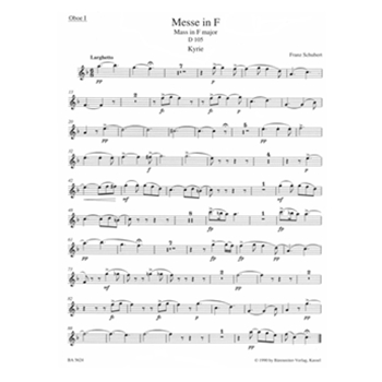 Missa F major D 105 by Schubert Franz for