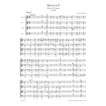 Missa F major D 105 by Schubert Franz for 2SSolo/ASo