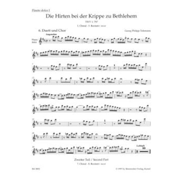 Die Hirten bei der Krippe zu Bethlehem TWV 1:797 -Sacred Cantata- by Telemann Georg Philipp for 2Recorder-