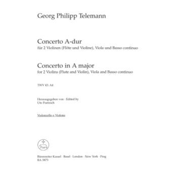 Concerto for Two Violins (Flute and Violin) Viola and Basso Continuo A major TWV 43:A4 by Telemann Georg Philipp for