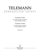 Concerto for Two Violins (Flute and Violin) Viola and Basso Continuo A major TWV 43:A4 by Telemann Georg Philipp for V1/Fl/V2/V