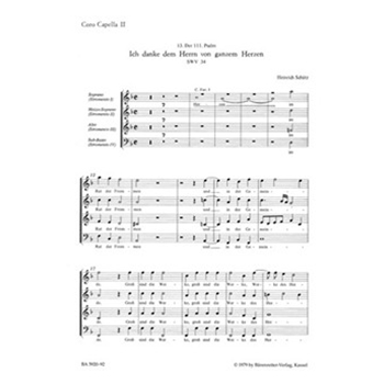 Ich danke dem Herrn von ganzem Herzen SWV 34 -Psalm 111 Nr. 13- (aus "Psalmen Davids") by Schutz Heinrich for 2FavCh(SAT