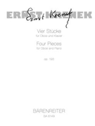 vier pieces for oboe and Piano op. 193 (1966) by Krenek Ernst for Ob/Piano
