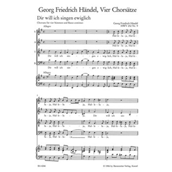 Vier Chorsatze by Handel George Frideric for Mixed Choir