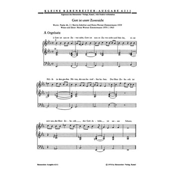 Gott ist unsre Zuversicht (1959/1963) -Psalm 46/2. Orgelsatz mit einstimmigen Chor ad lib und Satz f by Zimmermann Heinz W for Ch/Org