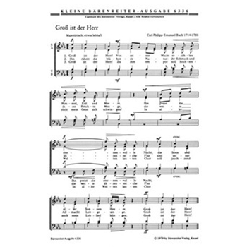 drei geistliche Liedsatze -Bach C.Ph.E.: GroS ist der Herr - Beethoven L.v.: Gott ist mein Lied - by for Mixed Choir