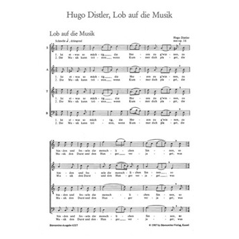 Lob auf die Musik fur vier- to sechsstimmigen Chor -funf Satze- (aus "Neues Chorliederbuch" op. 16 ( by Distler Hugo for Mixed Choir