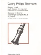 Konzert fur Blockflote und konzertierendes Cembalo c-Moll TWV 42:a2 (nach dem Konzert a-moll TWV 42: by Telemann Georg Philipp for Recorder-A