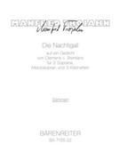 Die Nachtigall fur 2 Soprane Mezzosopran und 3 Klarinetten (1984) by Trojahn Manfred for 2SSolo/Mez