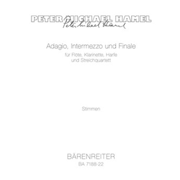 Adagio Intermezzo and Finale for Flute Clarinet Harp and String Quartet (1985/1988) by Hamel Peter Michael for Fl/Fl-A/cl