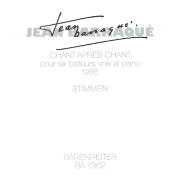 Chant aprÞs Chant for six percussionists solo soprano and Piano (1966) by Barraque Jean for 6Percussion