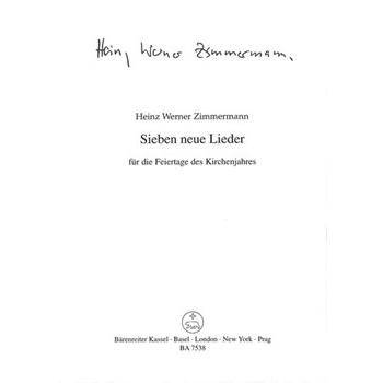 sieben neue Lieder fur die Feiertage des Kirchenjahres by Zimmermann Heinz W for Mixed Choir