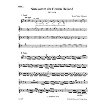 Come thou of man the Saviour TWV 1:1174 -Cantata for the First Sunday of Advent- by Telemann Georg Philipp for