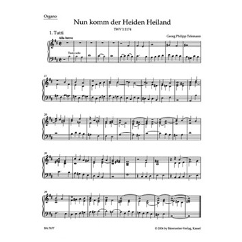 Come thou of man the Saviour TWV 1:1174 -Cantata for the First Sunday of Advent- by Telemann Georg Philipp for