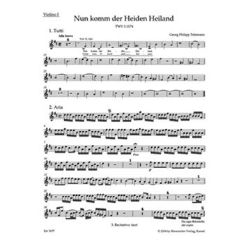 Come thou of man the Saviour TWV 1:1174 -Cantata for the First Sunday of Advent- by Telemann Georg Philipp for