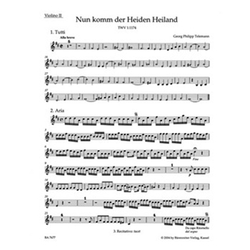 Come thou of man the Saviour TWV 1:1174 -Cantata for the First Sunday of Advent- by Telemann Georg Philipp for