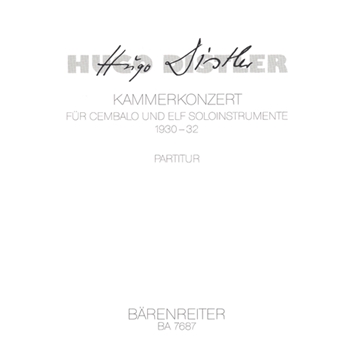 Kammerkonzert (1930-1932) -Cembalo solo und 11 Soloinstrumente (Erstausgabe)- (Cembalo-Konzert) by Distler Hugo for Harpisc.-s