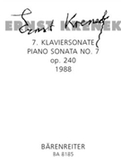 Siebte Klaviersonate op. 240 (1988) by Krenek Ernst for Piano