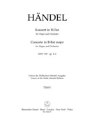 Concerto for Organ and Orchestra B-flat major op. 4/2 HWV 290 by Handel George Frideric for