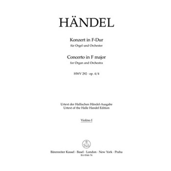 Concerto for Organ and Orchestra F major op. 4/4 HWV 292 by Handel George Frideric for