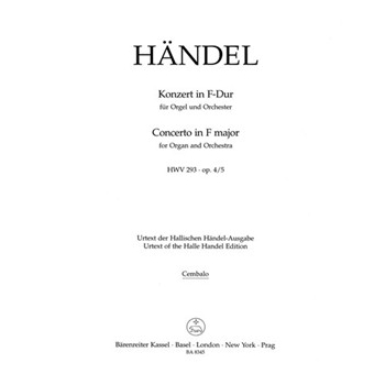 Concerto for Organ and Orchestra F major op. 4/5 HWV 293 by Handel George Frideric for