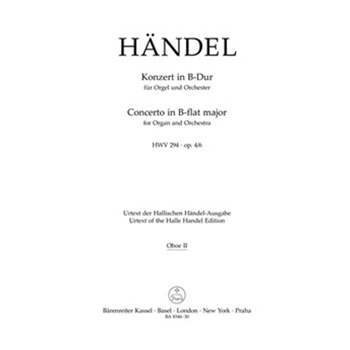 Concerto for Organ and Orchestra B-flat major op. 4/6 HWV 294 by Handel George Frideric for