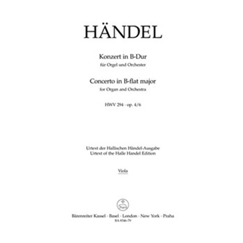 Concerto for Organ and Orchestra B-flat major op. 4/6 HWV 294 by Handel George Frideric for