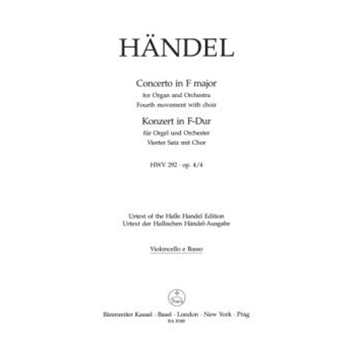 Concerto for Organ and Orchestra F major op. 4/4 HWV 292 (vierte movement with choir) by Handel George Frideric for