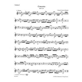 Concerto for Flute (Oboe) and Orchestra G minor HWV 287 -Urtext based on newly found source- by Handel George Frideric for