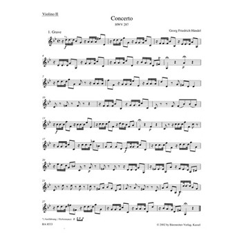 Concerto for Flute (Oboe) and Orchestra G minor HWV 287 -Urtext based on newly found source- by Handel George Frideric for