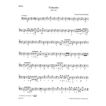 Concerto for Flute (Oboe) and Orchestra G minor HWV 287 -Urtext based on newly found source- by Handel George Frideric for